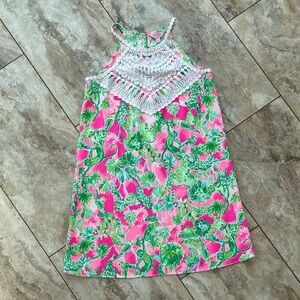 Lilly Pulitzer Pink and Green Dress with White Lace